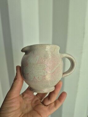 Handmade Pottery Creamer Cream Jug Pink Floral